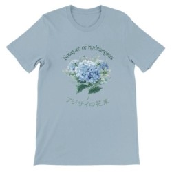 T-Shirt „Bouquet of hydrangeas“ with Japanese translation, regular fit premium crewneck shirt, graphic flowery herb print, faux