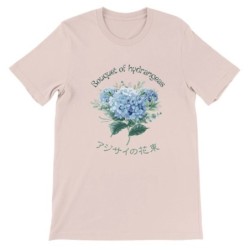 T-Shirt „Bouquet of hydrangeas“ with Japanese translation, regular fit premium crewneck shirt, graphic flowery herb print, faux