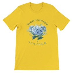 T-Shirt „Bouquet of hydrangeas“ with Japanese translation, regular fit premium crewneck shirt, graphic flowery herb print, faux