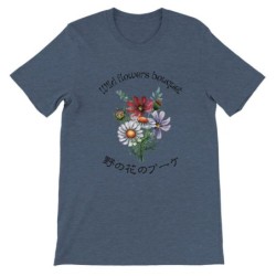 T-Shirt„ Wild flowers bouquet“ with Japanese translation, regular fit premium crewneck shirt, graphic flowery herb print, faux p