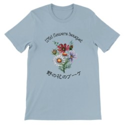 T-Shirt„ Wild flowers bouquet“ with Japanese translation, regular fit premium crewneck shirt, graphic flowery herb print, faux p