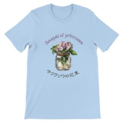 T-Shirt„Bouquet of primroses“ with Japanese translation, regular fit premium crewneck shirt, graphic flowery herb print,glass ja