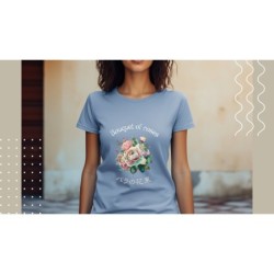 T-Shirt „Bouquet of Roses“ with Japanese translation, regular fit premium crewneck shirt, graphic flowery herb print, real fake