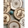 Bike Theme Wooden Coasters with Bark, Set of 6 pcs, 5th wedding anniversary gift, Mountain Bike Art for Enthusiasts, 6th anniver