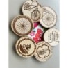 Bike Theme Wooden Coasters with Bark, Set of 6 pcs, 5th wedding anniversary gift, Mountain Bike Art for Enthusiasts, 6th anniver