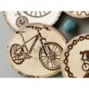 Bike Theme Wooden Coasters with Bark, Set of 6 pcs, 5th wedding anniversary gift, Mountain Bike Art for Enthusiasts, 6th anniver