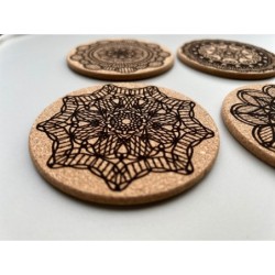 Crochet Pattern Cork Coasters, Set of 6 pcs, 7th wedding anniversary gift, natural sustainable material, New Home Gift