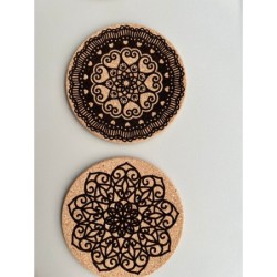 Crochet Pattern Cork Coasters, Set of 6 pcs, 7th wedding anniversary gift, natural sustainable material, New Home Gift