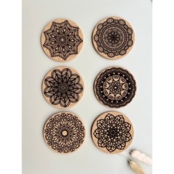 Crochet Pattern Cork Coasters, Set of 6 pcs, 7th wedding anniversary gift, natural sustainable material, New Home Gift