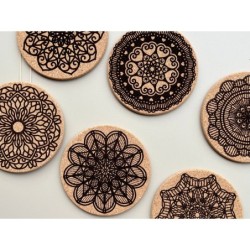 Crochet Pattern Cork Coasters, Set of 6 pcs, 7th wedding anniversary gift, natural sustainable material, New Home Gift