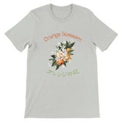 T-Shirt „Orange Blossom“ with Japanese translation, regular fit premium crewneck shirt, graphic flowery herb print, real fake pl