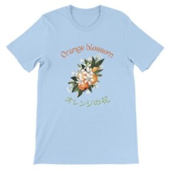 T-Shirt „Orange Blossom“ with Japanese translation, regular fit premium crewneck shirt, graphic flowery herb print, real fake pl