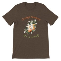 T-Shirt „Orange Blossom“ with Japanese translation, regular fit premium crewneck shirt, graphic flowery herb print, real fake pl