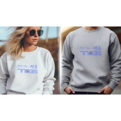 Next stop “Seoul“ Sweatshirt, Your Destination“ minimalist crewneck shirt, graphic sweater for travel blogger, Korean characters