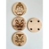 Kabuki Characters Wooden Coasters, Set of 4 pcs, 5th wedding anniversary gift, Traditional Japanese Theater Noh