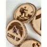 Hiking Climbing Theme Wooden Coasters with Bark, Set of 6 pcs, 5th wedding anniversary gift for him, Mountain Rock Sport, Outdoo