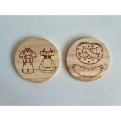 Oktoberfest Beer Wooden Coasters, Set of 5 pcs, 5th wedding anniversary gift, Festival gift basket, Stag Bachelor Party