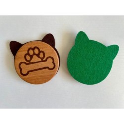 Dog Love Wooden Felt Coasters with Ears, Set of 2 pcs, Dog Sitter Gift, Cool Doggy stuff, Dog-themed party supplies, Puppy Lover