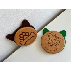 Dog Love Wooden Felt Coasters with Ears, Set of 2 pcs, Dog Sitter Gift, Cool Doggy stuff, Dog-themed party supplies, Puppy Lover