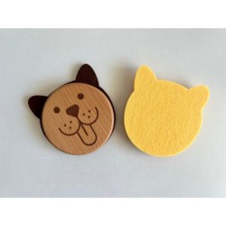 Dog Wooden Felt Coasters, Set of 2 pcs, Dog Sitter Gift, Cool Doggy stuff, Dog-themed party supplies, Puppy Lover Accessories