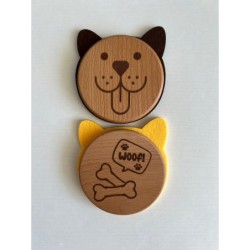 Dog Wooden Felt Coasters, Set of 2 pcs, Dog Sitter Gift, Cool Doggy stuff, Dog-themed party supplies, Puppy Lover Accessories