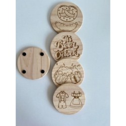 Oktoberfest Beer Wooden Coasters, Set of 5 pcs, 5th wedding anniversary gift, Festival gift basket, Stag Bachelor Party