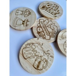 Oktoberfest Beer Wooden Coasters, Set of 5 pcs, 5th wedding anniversary gift, Festival gift basket, Stag Bachelor Party