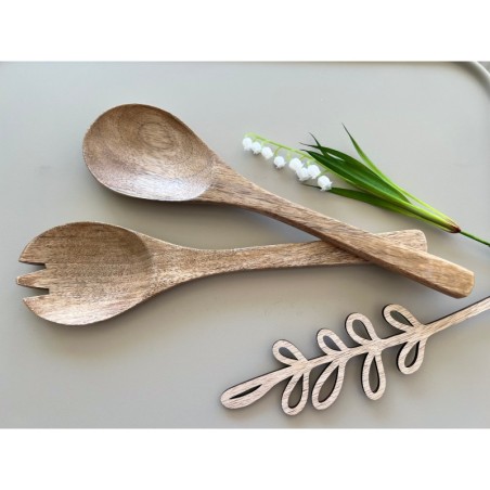 Custom Engraved Mango Wood Serving Utensils, Eco-Friendly Salad Servers, Natural Home Decor, Personalized Gift with Your Unique