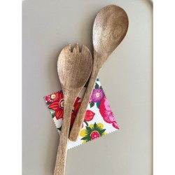 Custom Engraved Mango Wood Serving Utensils, Eco-Friendly Salad Servers, Natural Home Decor, Personalized Gift with Your Unique