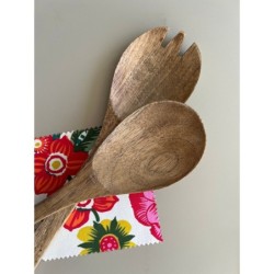 Custom Engraved Mango Wood Serving Utensils, Eco-Friendly Salad Servers, Natural Home Decor, Personalized Gift with Your Unique