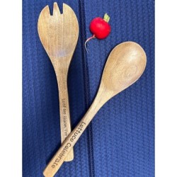 Custom Engraved Mango Wood Serving Utensils, Eco-Friendly Salad Servers, Natural Home Decor, Personalized Gift with Your Unique