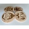 Kabuki Characters Wooden Coasters, Set of 4 pcs, 5th wedding anniversary gift, Traditional Japanese Theater Noh