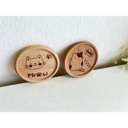 Cat Wooden Japan Style Coasters, Set of 2 pcs, Kitten Lover Gift, Tabby Domestic Cat Paws, Cool Cat stuff, Karma is a cat, 2024