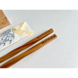 Personalized Engraved Chopsticks with Custom Wooden Stand, Fuji Mountain Ceramic Rest & Ukiyoe Chiogami Origami Wrap – Perfect G