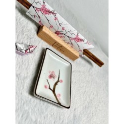 Personalized Japanese Chopsticks Set with Wooden Stand, Origami Wrap, Sticks Rest & Soy Sauce Dish – Unique Gift for Japanese Cu