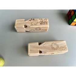 Wooden Train Sound Whistle with Custom Name - Eco-Friendly Toy for Indoor and Outdoor Play - All 4 Sides Engraved