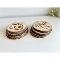 Climbing Theme Wooden Coasters with Bark, Set of 6 pcs, 5th wedding anniversary gift, Mountain Rock Sport, Outdoor Adventure