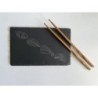 Slate Sushi Serving Plate Set with Custom Chopsticks - Elegant Nigiri Tray for Sashimi, Maki, Ikura, Onigiri