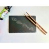 Slate Sushi Serving Plate Set with Custom Chopsticks - Elegant Nigiri Tray for Sashimi, Maki, Ikura, Onigiri