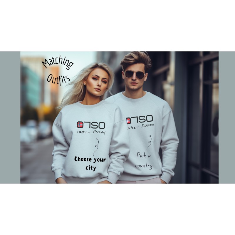 Oslo Norway Sweatshirt, Choose your city“ jumper, unisex minimalist style sweater, graphic crewneck shirt, Japanese kanji kataka