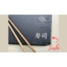 Sushi Serving Plate & Personalized Pair of Chopsticks, Slate Rectangle Design Tray for Nigiri, Maki Rolled Sushi, Ikura, Onigiri