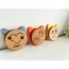 Wooden Cat Coasters with Felt Ears – Engraved Cat Face, Paw, and Heart Designs – Cute Cat Lover Gift, Animal-Themed Home Decor