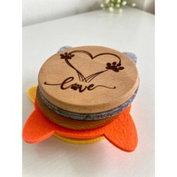 Wooden Cat Coasters with Felt Ears – Engraved Cat Face, Paw, and Heart Designs – Cute Cat Lover Gift, Animal-Themed Home Decor