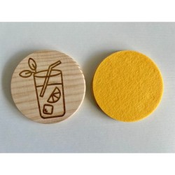 Lemonade Wooden Felt Coasters, Set of 2 pcs, 5th wedding anniversary gift, 7th anniversary present, Refreshing Citrus Lemon Drin