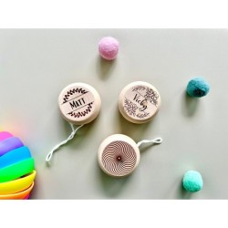 Personalized Wooden Yo-Yo with Custom Name & Spiral Design- Eco-Friendly Toy for Indoor and Outdoor Play - Front and Back Side E