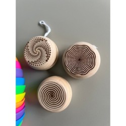 Personalized Wooden Yo-Yo with Custom Name & Spiral Design- Eco-Friendly Toy for Indoor and Outdoor Play - Front and Back Side E