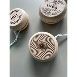 Personalized Wooden Yo-Yo with Custom Name & Spiral Design- Eco-Friendly Toy for Indoor and Outdoor Play - Front and Back Side E