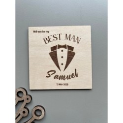 Groomsmen Best Man Proposal Coaster - Custom Wedding Invitation, Bachelor Party Favor, Personalized Wooden/Cork/Slate Coaster, U