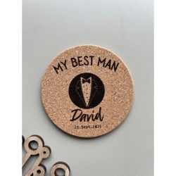 Groomsmen Best Man Proposal Coaster - Custom Wedding Invitation, Bachelor Party Favor, Personalized Wooden/Cork/Slate Coaster, U