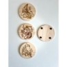 Yokai Wooden Coasters, Set of 4 pcs, 5th wedding anniversary gift, Supernatural Beings,